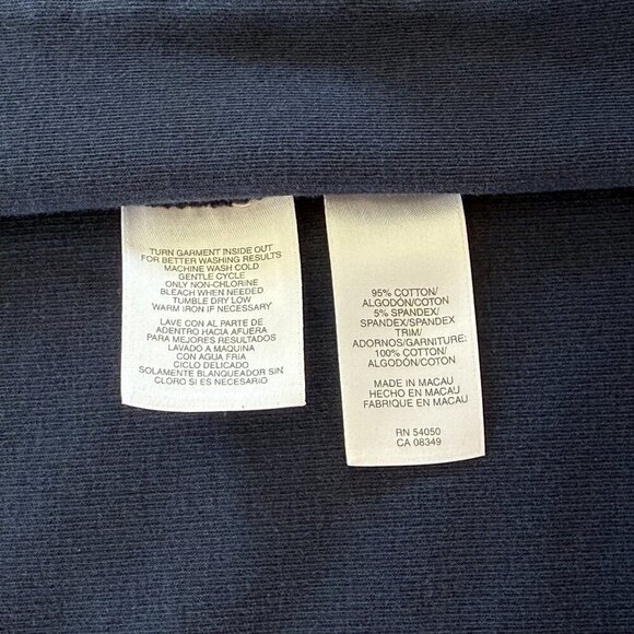 Jones NY Nautical Yachting Cotton Stretch Navy Blue Stipe Knit Shacket Jacket - Picture 7 of 9